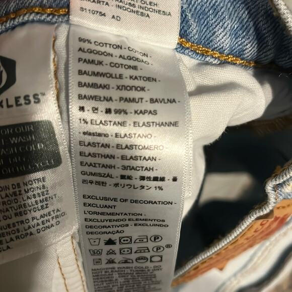 Levis 501 Original Two Toned Denim Hidden Button Front Stretch Jean Shorts 32 - Picture 9 of 10